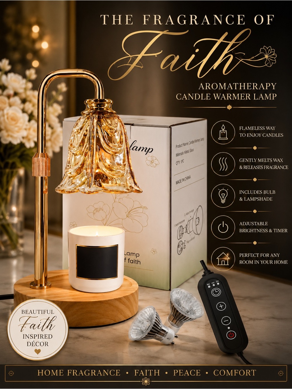 CANDLE WARMER LAMP THE FRAGRANCE OF FAITH AROMATHERAPY - Picture 1 of 4
